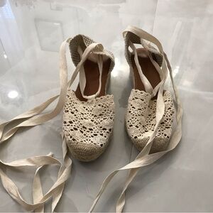 Elegant Crochet Lace-Up Espadrilles